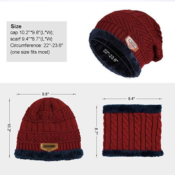 Winter Knit Skull Cap Beanie Hat with Neck Gaiter - Picture 3 of 5